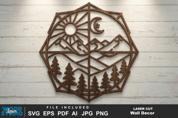 Download Night Moon Wall Art Laser Cut SVG - Moon wall art Collection