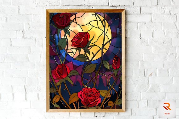 Download Stained Glass Rose and Moon Wall Art - Premium Resources