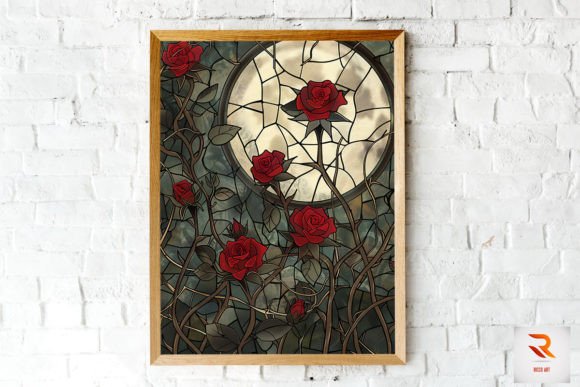 Download Stained Glass Rose and Moon Wall Art - Moon wall art Collection