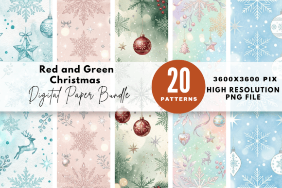Download Red and Green Christmas Digital Paper - Premium Resources