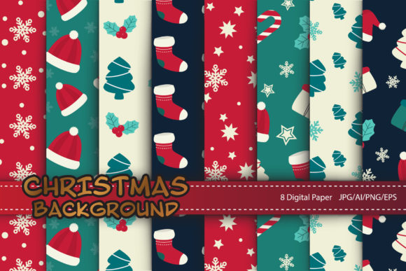 Download 8 Christmas Digital Paper - Christmas digital paper Collection