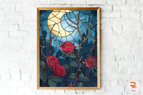 Download Stained Glass Rose and Moon Wall Art - Moon wall art Collection