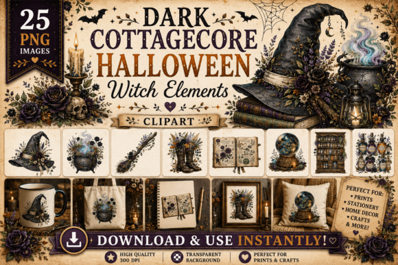 Download Dark Cottagecore Halloween Witch Element - Halloween witch Collection