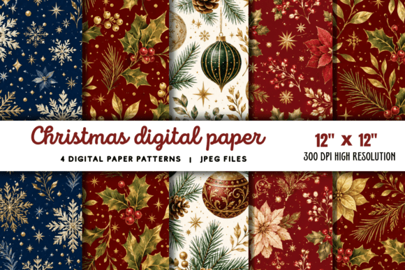 Download Christmas Digital Paper Graphics - Christmas digital paper Collection
