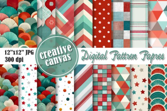 Download Retro Christmas Digital Paper Bundle - Christmas digital paper Collection