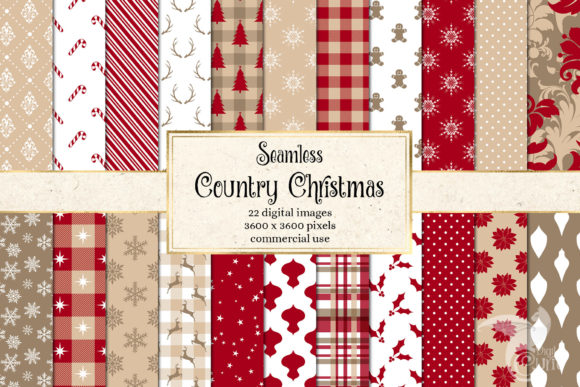 Download Country Christmas Digital Paper - Christmas digital paper Collection