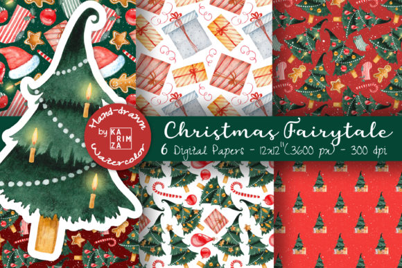 Download Watercolor Christmas Digital Paper Pack - Premium Resources