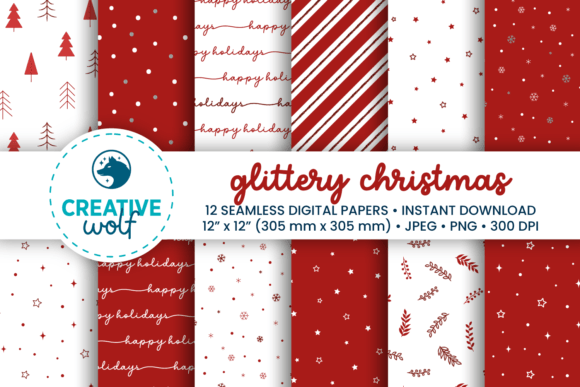 Download Glittery Christmas Digital Paper Pack - Christmas digital paper Collection