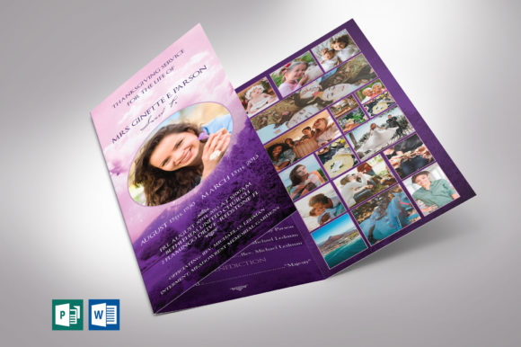 Download Purple Sky Trifold Funeral Program Word - Purple Collection